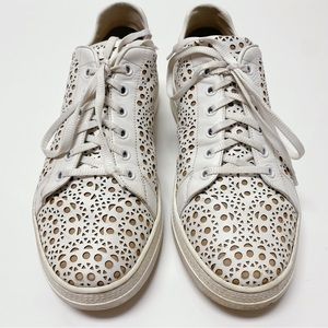 Alaia Paris Laser Cut White Leather Low Top Sneakers 40 10 Italy
